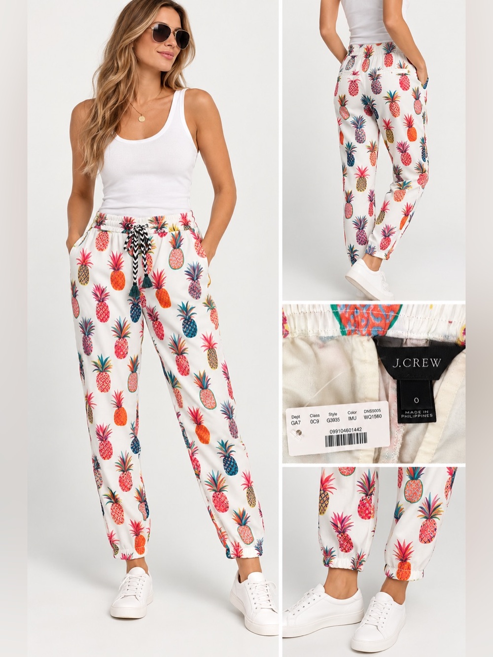 J.CREW Women’s Pineapple Print Jogger Pants Size 0 – NWT